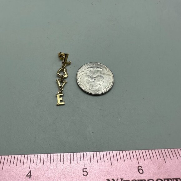 3/$30 Vintage Love Drop Earrings Gold Tone Letter Dangle Pierced Jewelry 1.5" - Picture 8 of 11